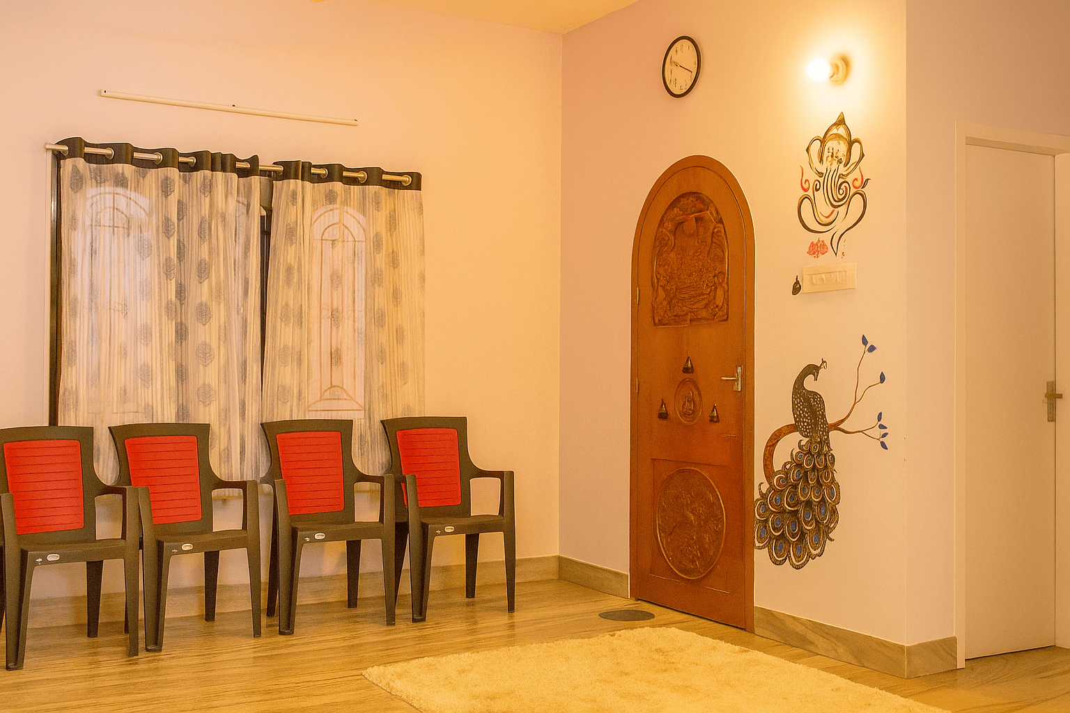 Comfortable hotel room with modern amenities