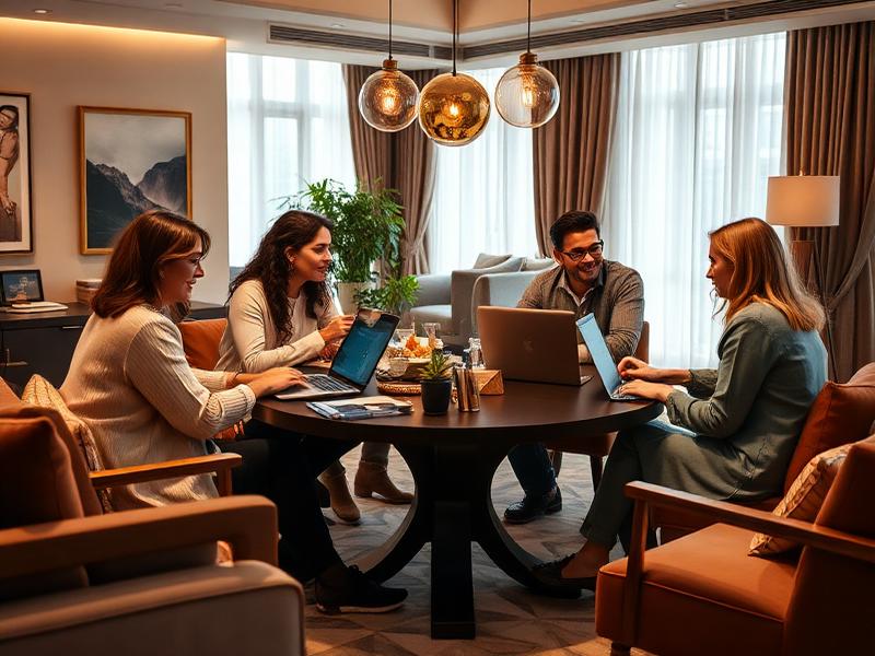 Friends enjoying luxury group stay